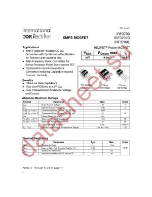 IRF3709SPBF datasheet  